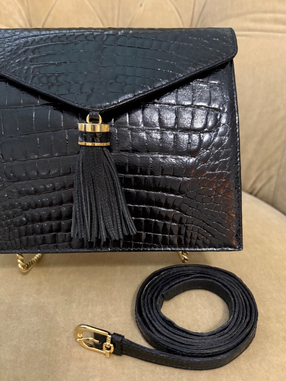 VTG Auth SISO Italy Genuine Crocodile Convertible Minaudiere Bag...GORGEOUS!